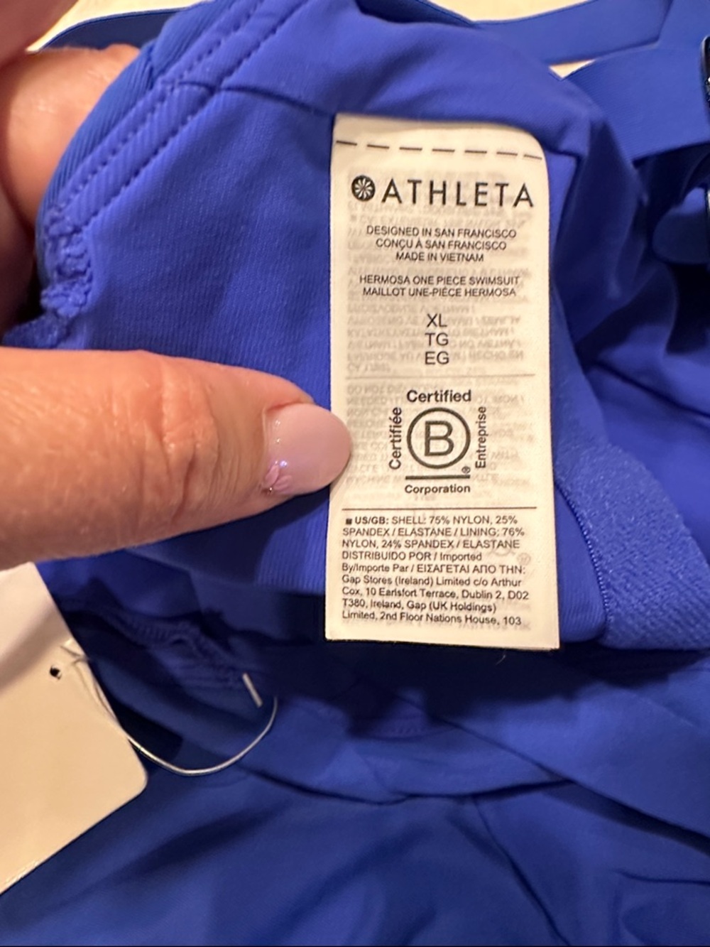 Athleta NWT XL Hermosa Cobalt Blue Classic One-Piece Swimsuit - Picture 7 of 9